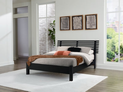 Ashley Danziar Black Queen Slat Panel Bed