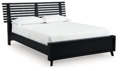 Ashley Danziar Black Queen Slat Panel Bed