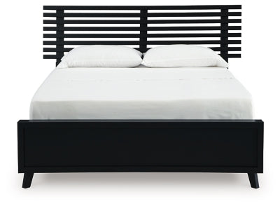 Ashley Danziar Black Queen Slat Panel Bed