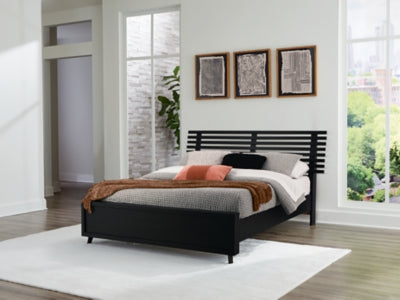 Ashley Danziar Black Queen Slat Panel Bed