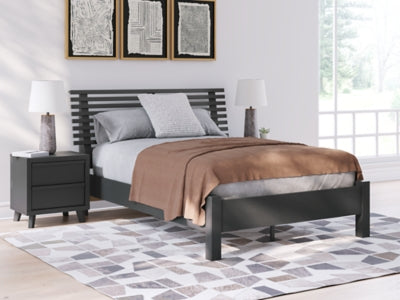 Ashley Danziar Black Full Slat Panel Bed