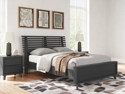 Ashley Danziar Black Full Slat Panel Bed