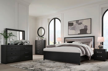 Ashley Raechalla Black Gray Queen Upholstered Panel Headboard