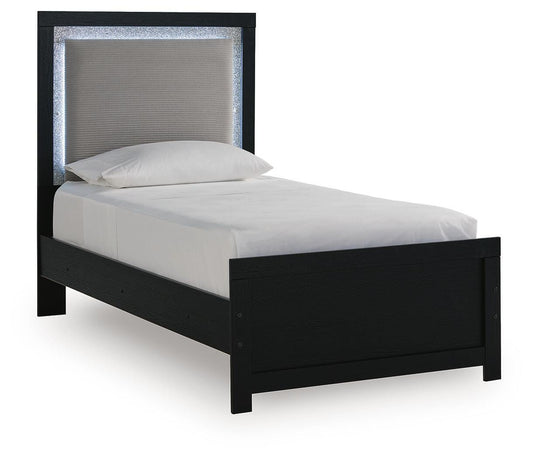 Ashley Raechalla Black Twin Upholstered Panel Bed