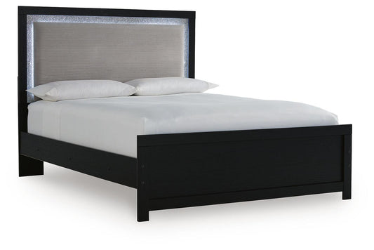 Ashley Raechalla Black Queen Upholstered Panel Bed