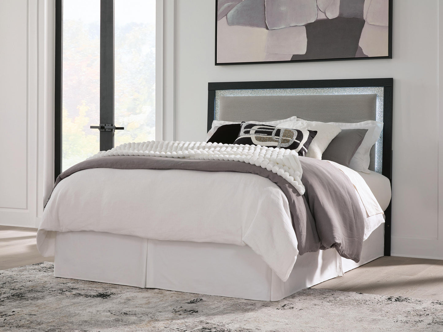 Ashley Raechalla Black Gray Queen Upholstered Panel Headboard