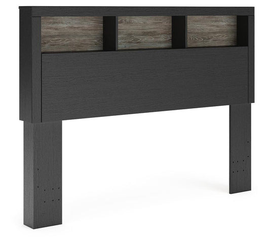 Ashley Jonnifer Black Gray Lighted Queen Bookcase Headboard