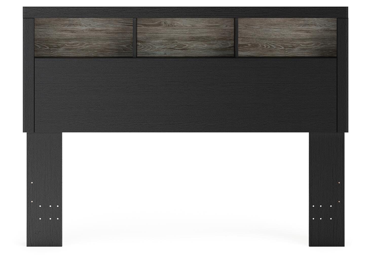 Ashley Jonnifer Black Gray Lighted Queen Bookcase Headboard
