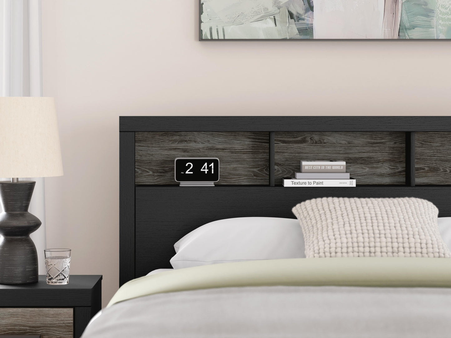 Ashley Jonnifer Black Gray Queen Bookcase Headboard