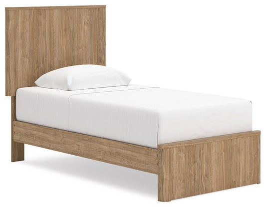 Ashley Dovander Warm Natural Brown Twin Panel Platform Bed