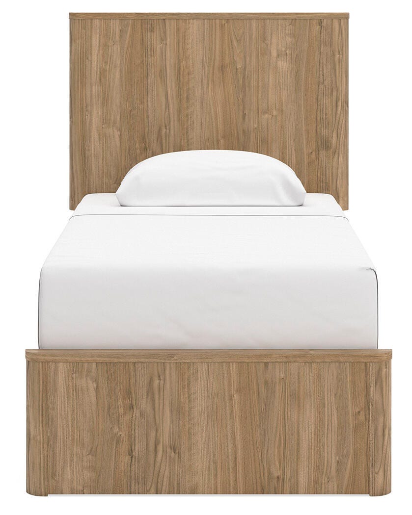 Ashley Dovander Warm Natural Brown Twin Panel Platform Bed