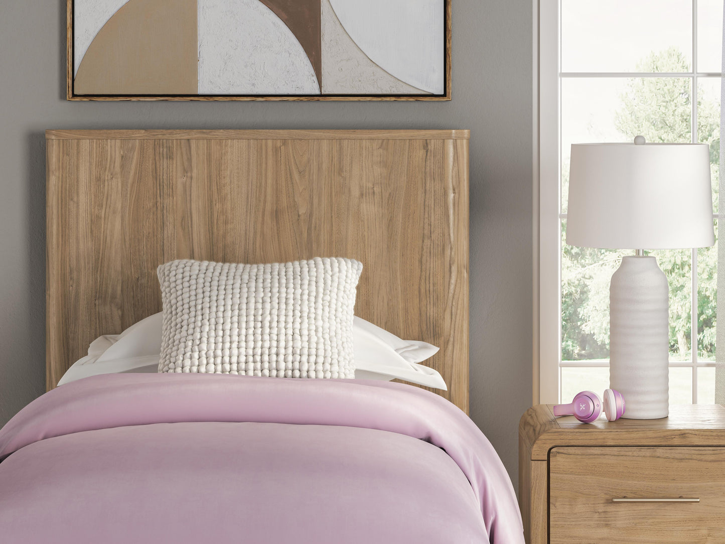 Ashley Dovander Warm Natural Brown Twin Panel Platform Bed