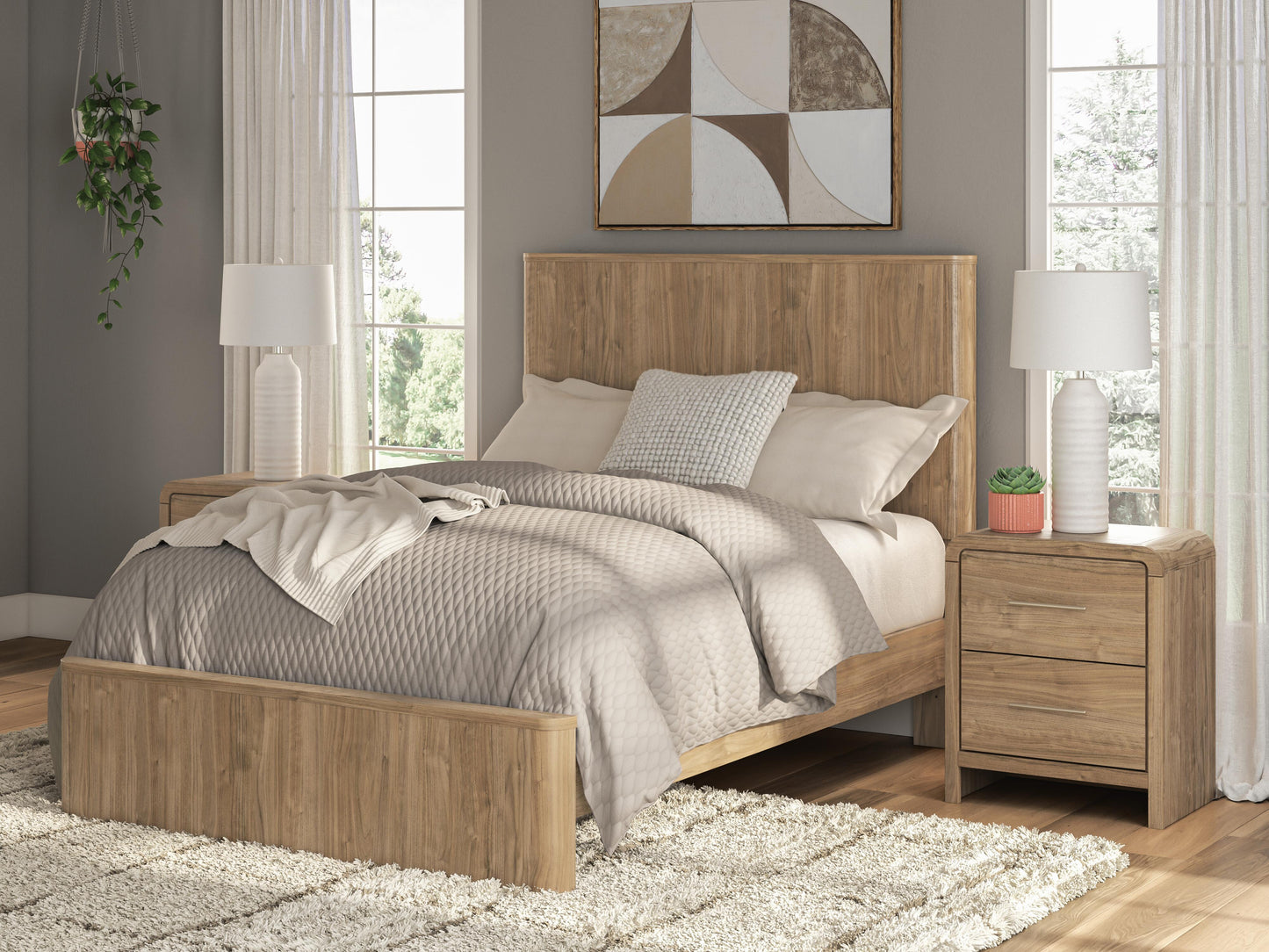 Ashley Dovander Warm Natural Brown Full Panel Platform Bed