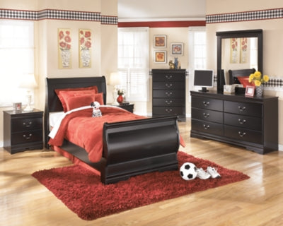 Ashley Huey Vineyard Black Twin Sleigh Bed