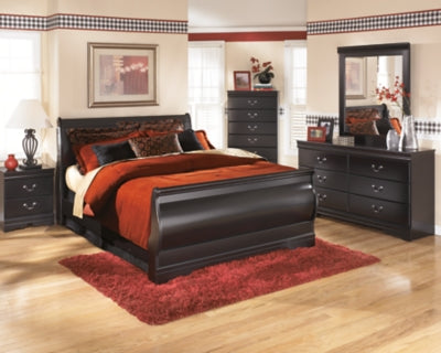 Ashley Huey Vineyard Black Queen Sleigh Bed