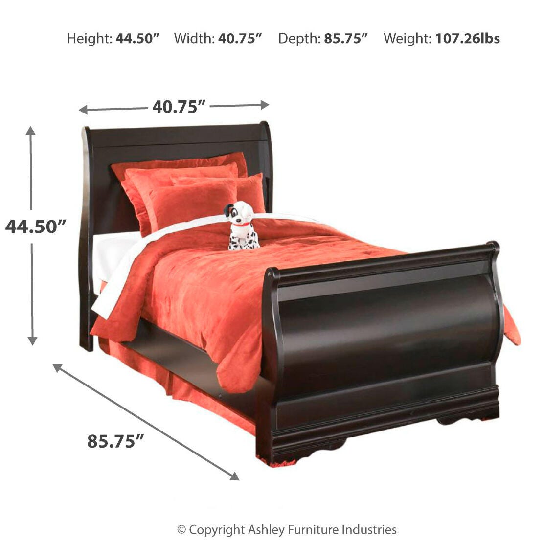 Ashley Huey Vineyard Black Twin Sleigh Bed