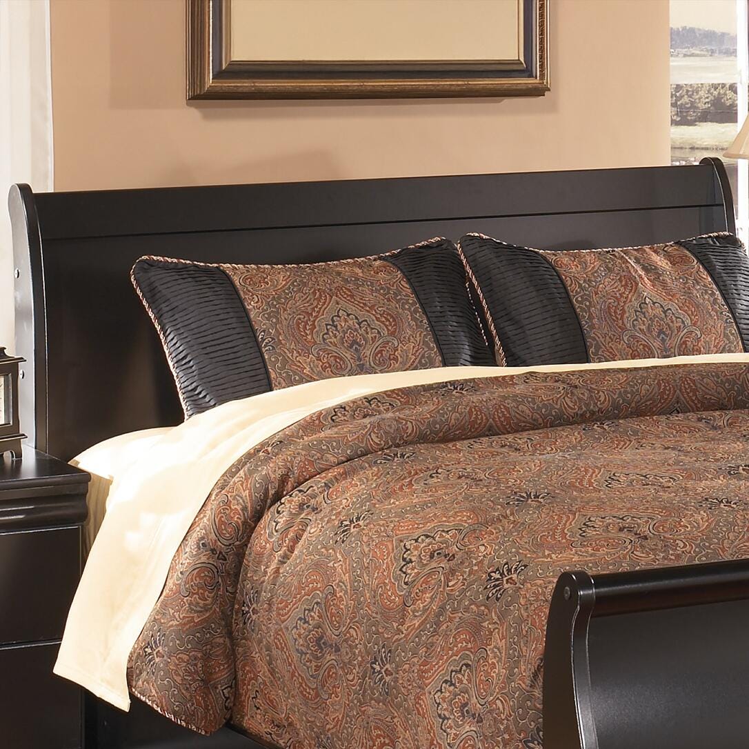 Ashley Huey Vineyard Black Queen Sleigh Headboard