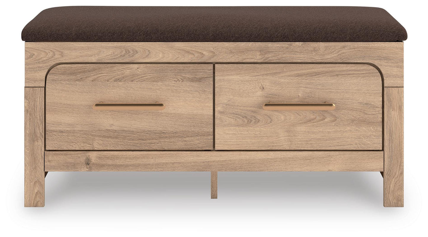 Ashley Hollymount Tan Brown Bedroom Storage Bench