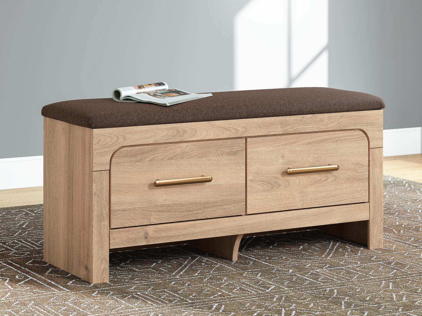 Ashley Hollymount Tan Brown Bedroom Storage Bench