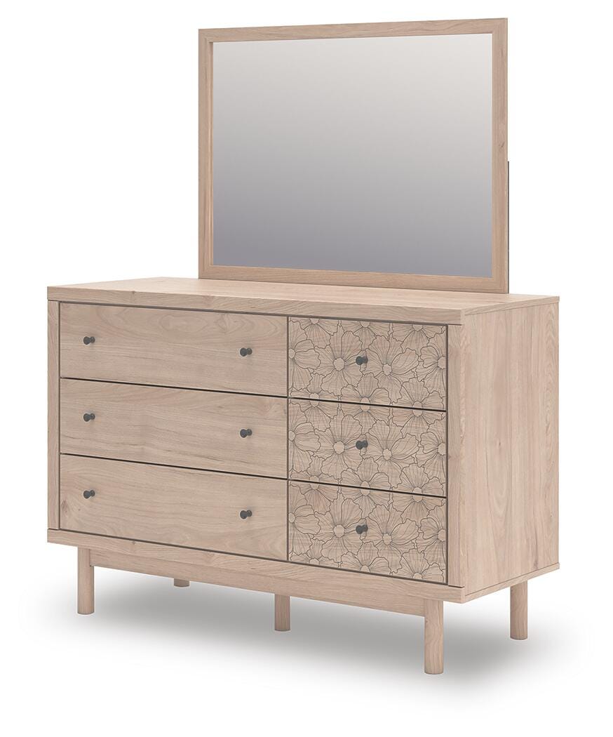Ashley Shapella Tan Dresser and Mirror