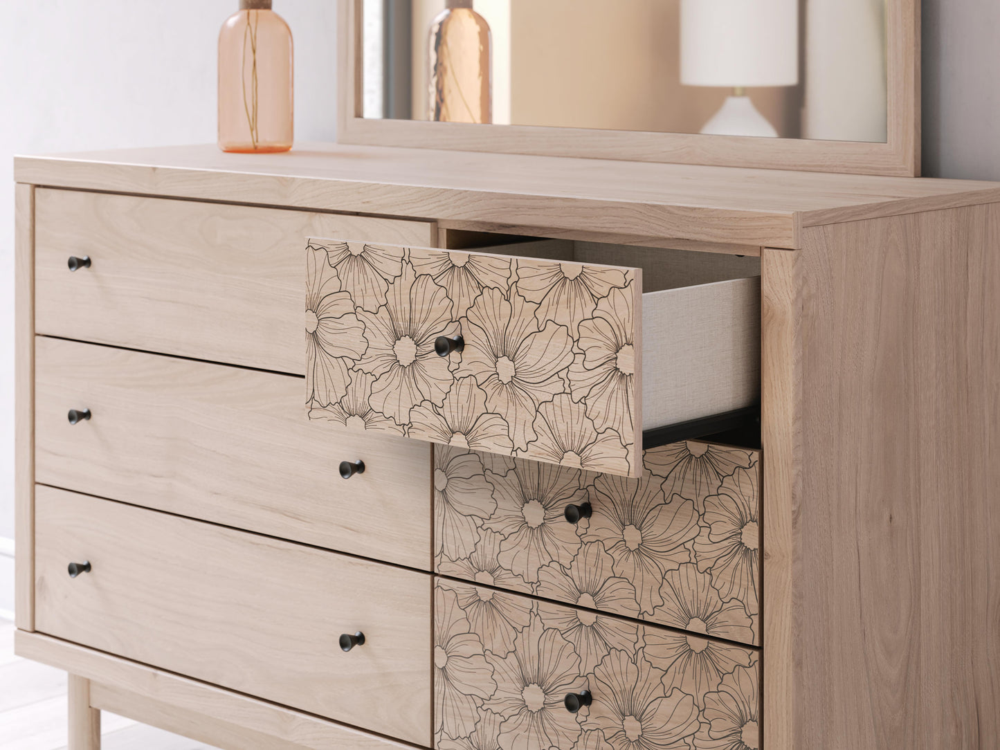 Ashley Shapella Tan Dresser and Mirror