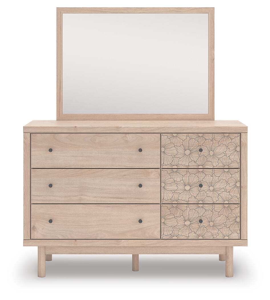 Ashley Shapella Tan Dresser and Mirror