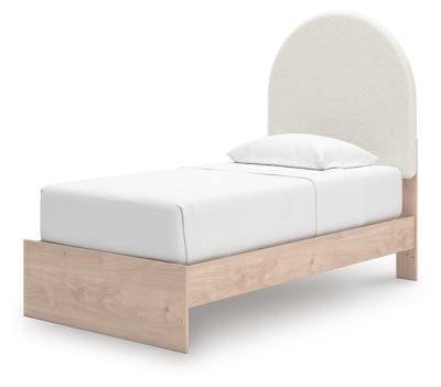 Ashley Shapella Tan White Twin Upholstered Panel Bed