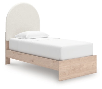 Ashley Shapella Tan White Twin Upholstered Panel Bed