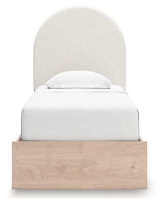 Ashley Shapella Tan White Twin Upholstered Panel Bed