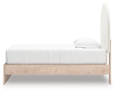 Ashley Shapella Tan White Twin Upholstered Panel Bed