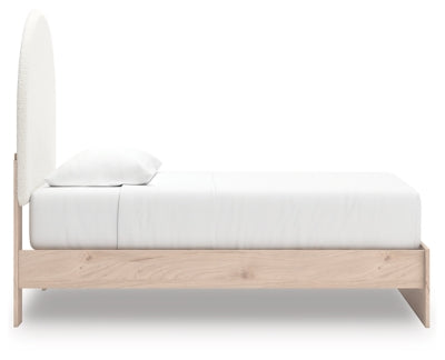 Ashley Shapella Tan White Twin Upholstered Panel Bed