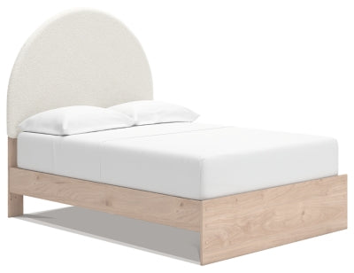 Ashley Shapella Tan White Full Upholstered Panel Bed