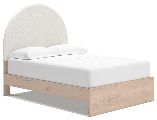 Ashley Shapella Tan White Full Upholstered Panel Bed