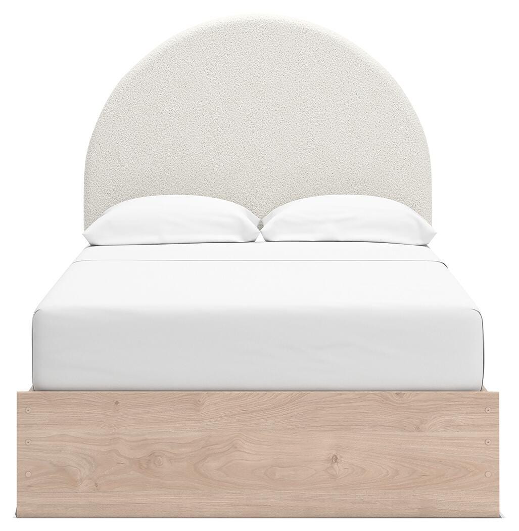 Ashley Shapella Tan White Full Upholstered Panel Bed