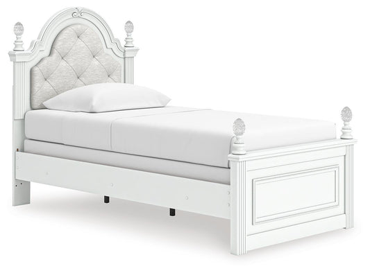 Ashley Maylilly White Twin Upholstered Panel Bed