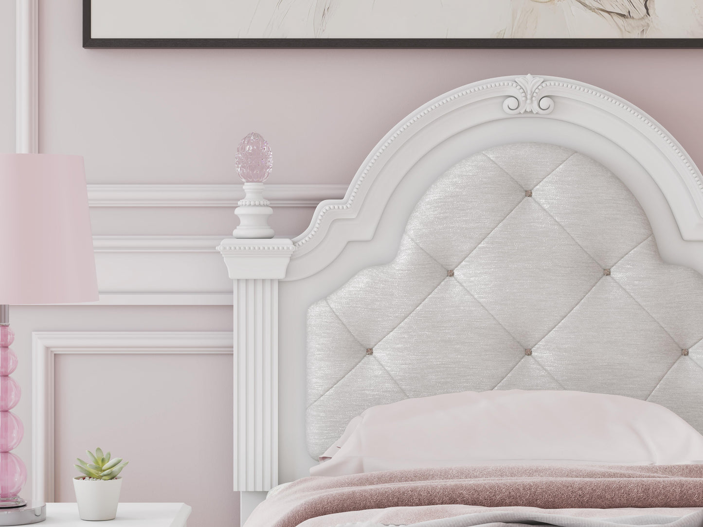 Ashley Maylilly White Twin Upholstered Panel Bed