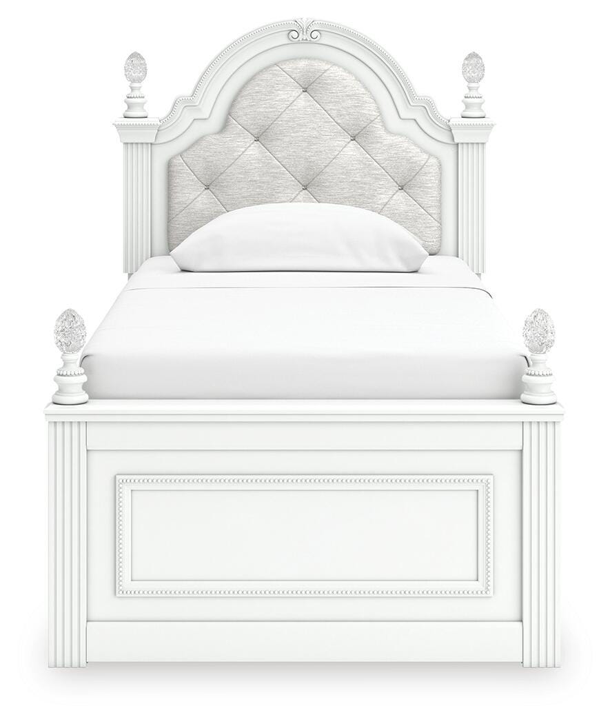 Ashley Maylilly White Twin Upholstered Panel Bed