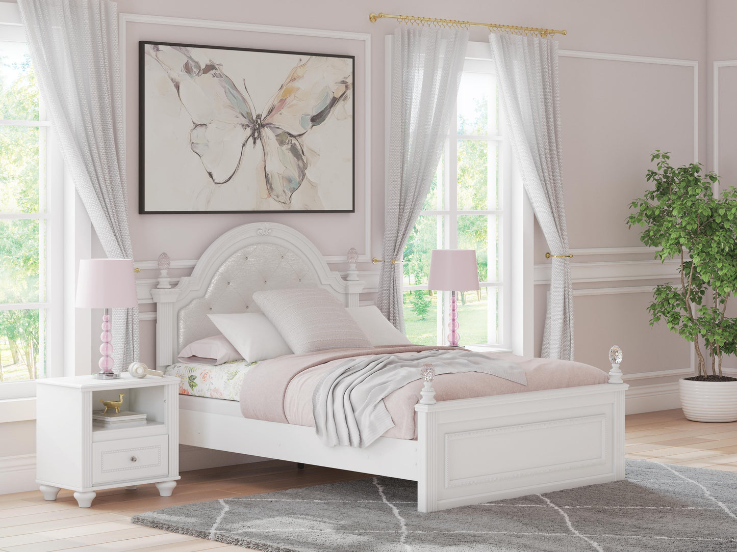 Ashley Maylilly White Full Upholstered Panel Bed