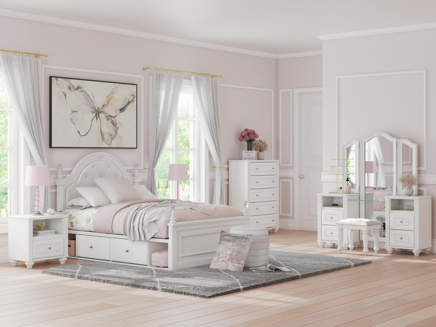 Ashley Maylilly White Vanity with Mirror