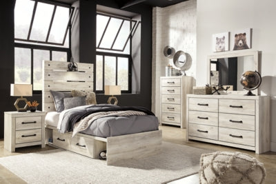 Ashley Cambeck Whitewash Twin Panel Bed with 2 Storage Drawers