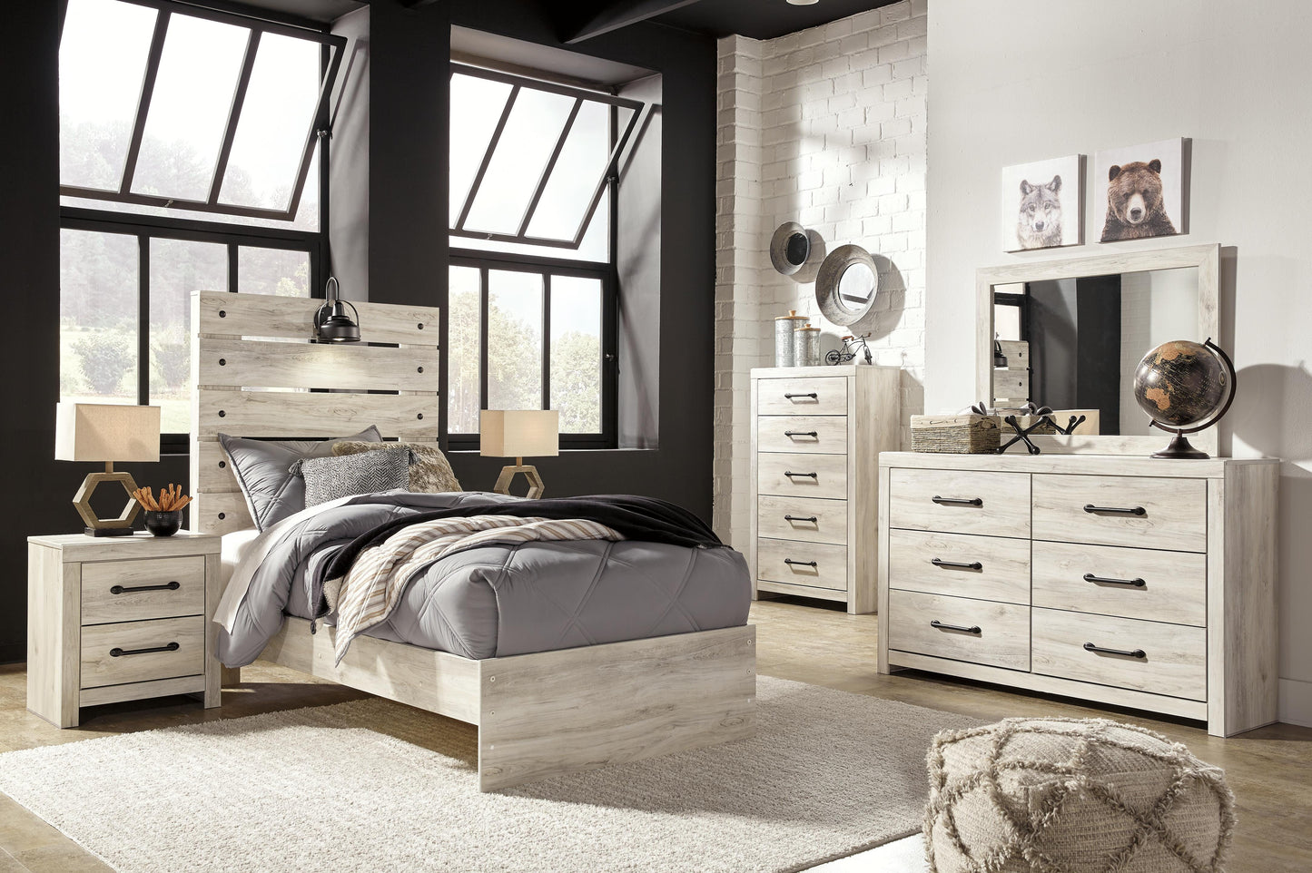 Ashley Cambeck Whitewash Twin Panel Bed