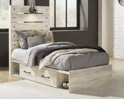 Ashley Cambeck Whitewash Twin Panel Bed with 2 Storage Drawers