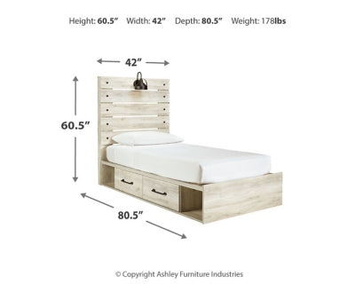 Ashley Cambeck Whitewash Twin Panel Bed with 2 Storage Drawers