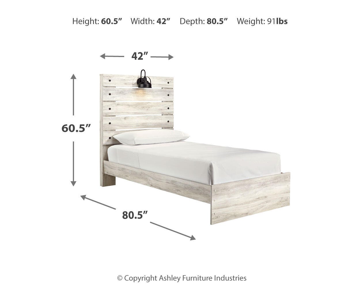 Ashley Cambeck Whitewash Twin Panel Bed