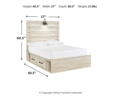 Ashley Cambeck Whitewash Full Panel Bed with 2 Storage Drawers