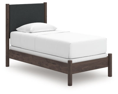 Ashley Cadmori Brown Twin Upholstered Panel Bed