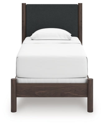 Ashley Cadmori Brown Twin Upholstered Panel Bed