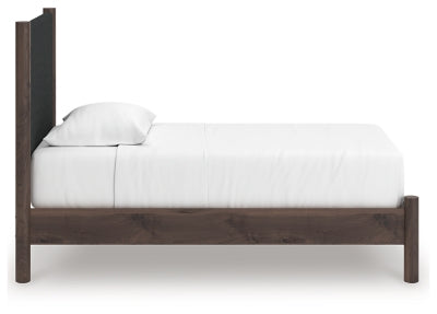Ashley Cadmori Brown Twin Upholstered Panel Platform Bed