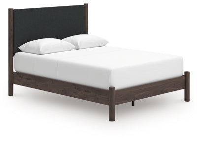 Ashley Cadmori Brown Queen Upholstered Panel Platform Bed