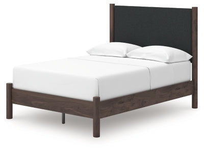Ashley Cadmori Brown Full Upholstered Panel Platform Bed